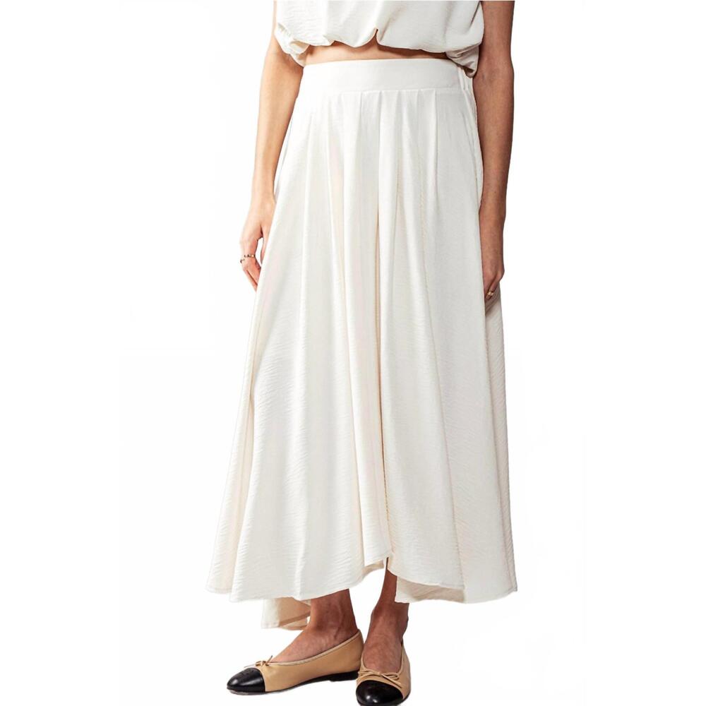 NEW TREND:NOTES high waisted pleated maxi skirt in white